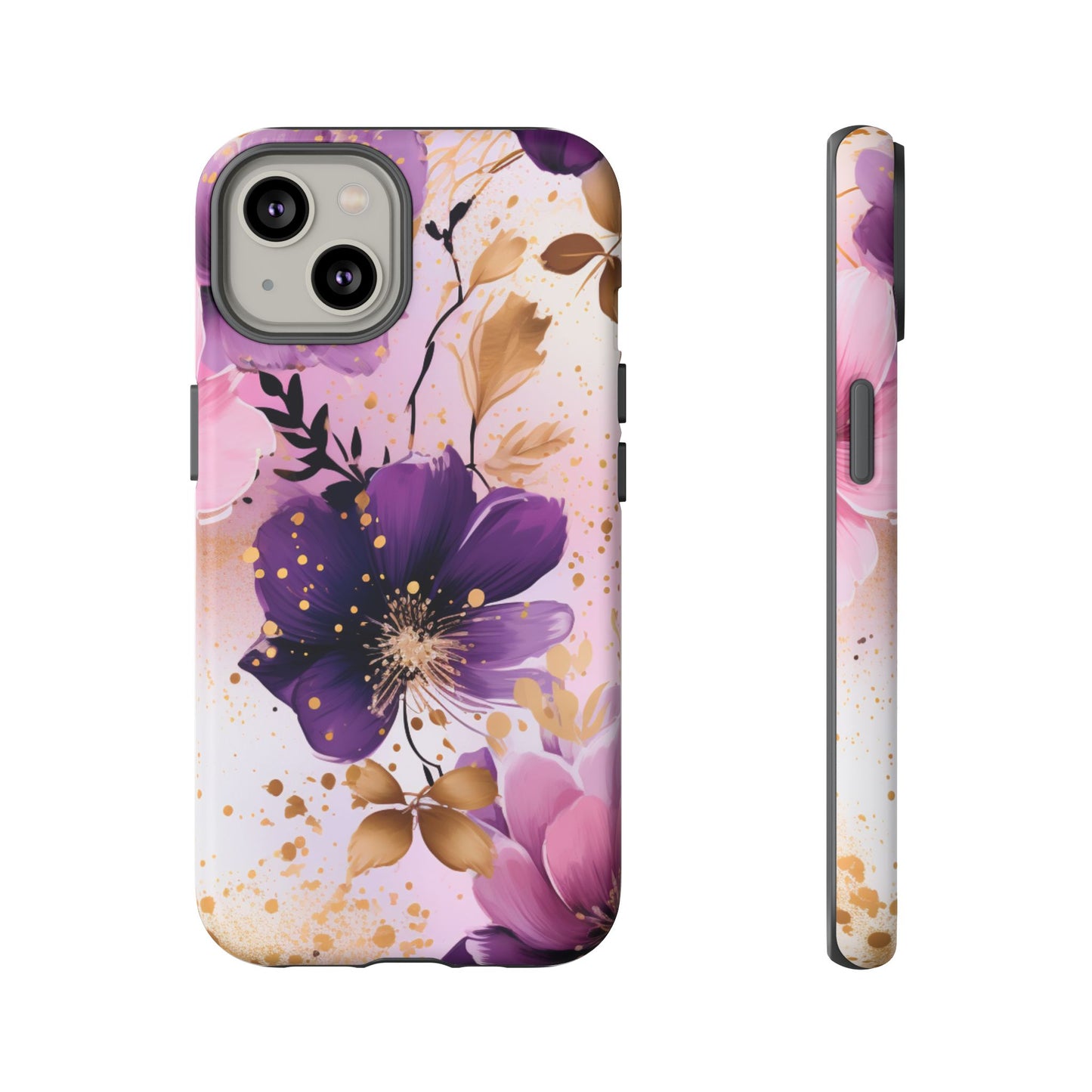 Luxury Purple & Gold Floral Aesthetic Mobile Case