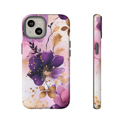 Luxury Purple & Gold Floral Aesthetic Mobile Case