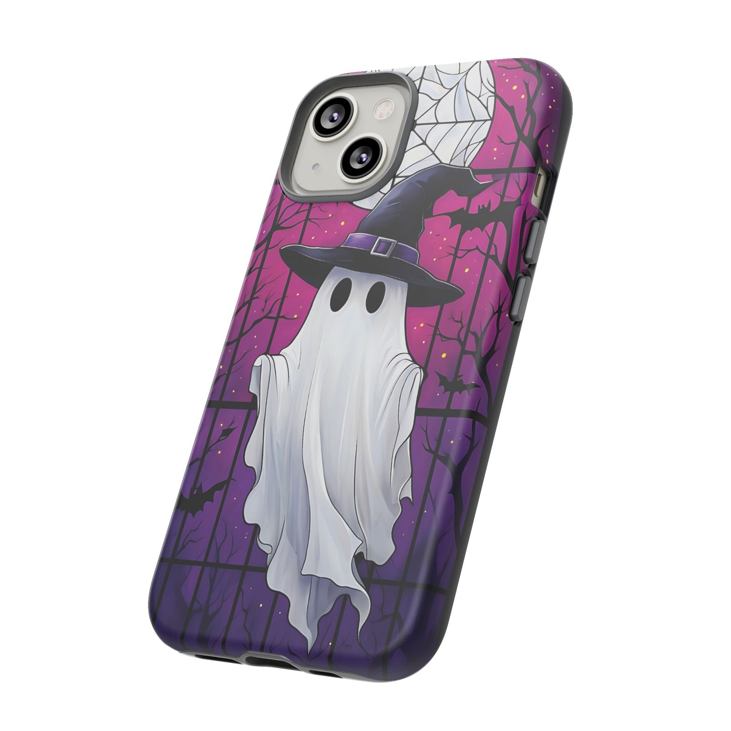Stylized Halloween Illustration of a Ghost in Stained Glass  phone case design.