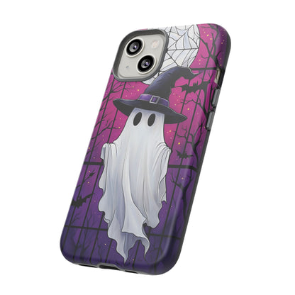 Stylized Halloween Illustration of a Ghost in Stained Glass  phone case design.