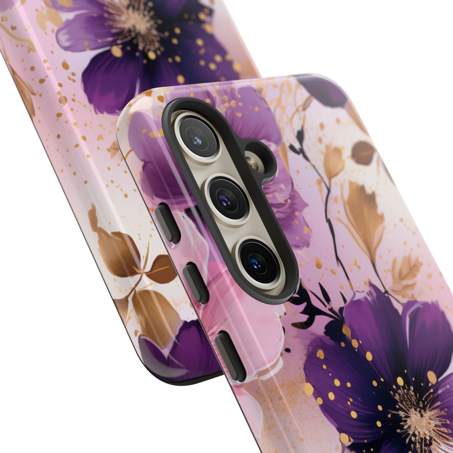 Luxury Purple & Gold Floral Aesthetic Mobile Case