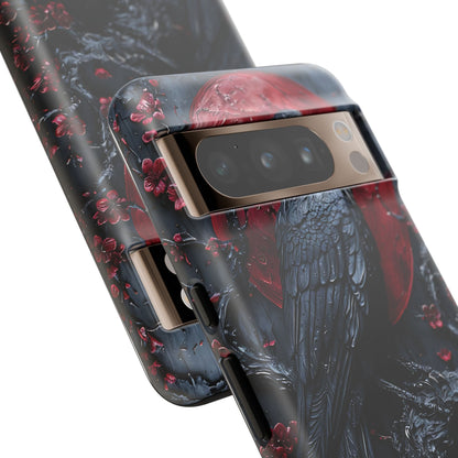 Gothic Sculpture Of Raven On Charcoal Tree Branch phone case design