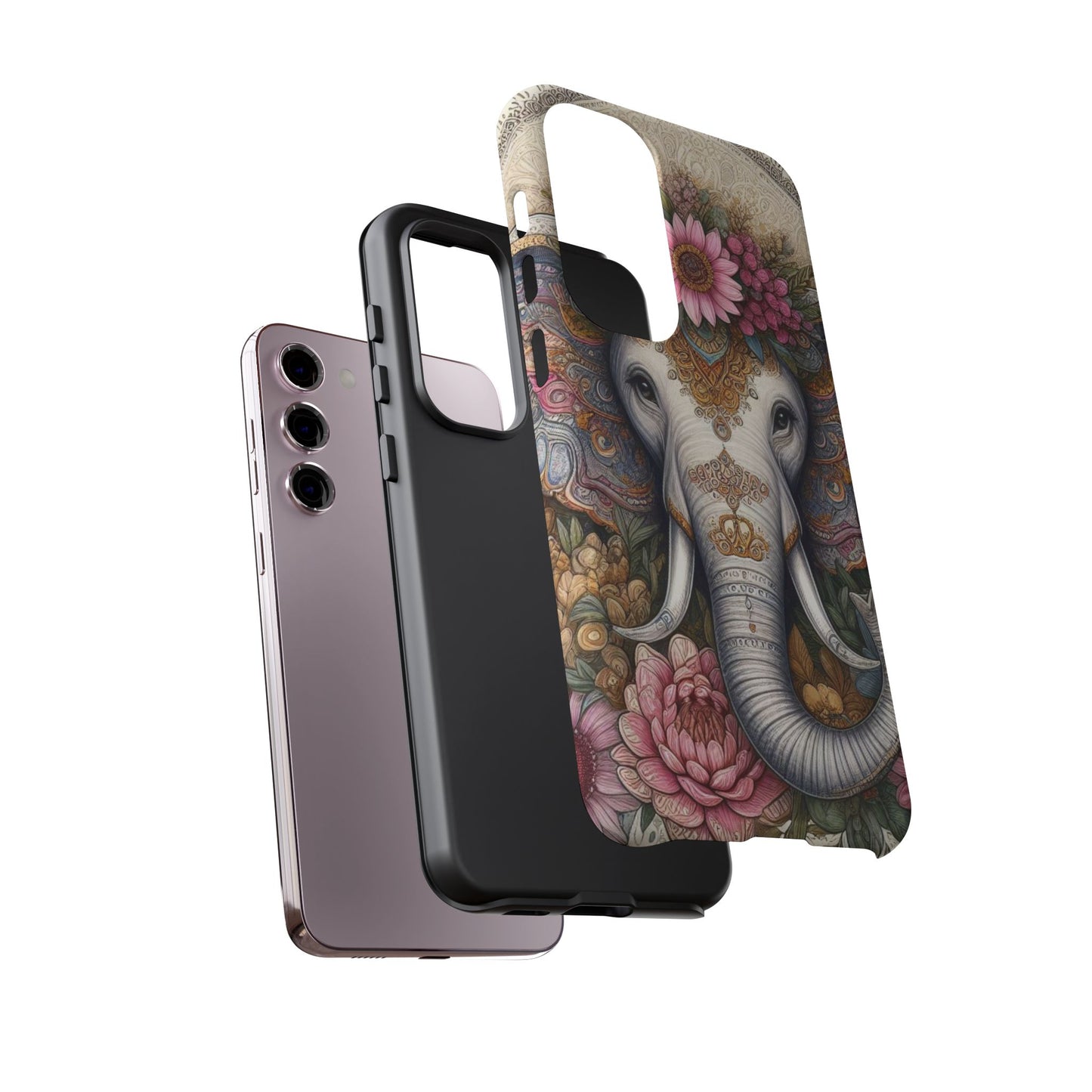 Elegant Floral Elephant Mobile Cover – Royal Mandala Art