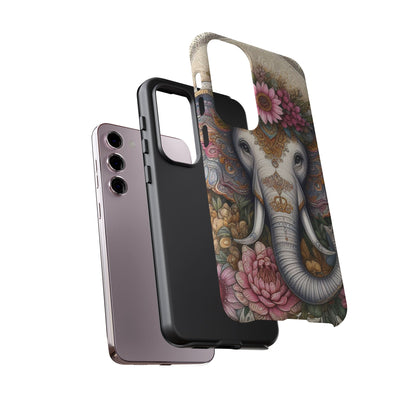 Elegant Floral Elephant Mobile Cover – Royal Mandala Art