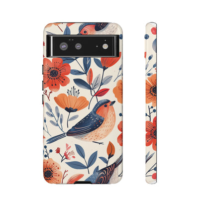 Floral Bird Phone Case - Elegant Nature-Inspired Cover for iPhone, Samsung & Google Pixel