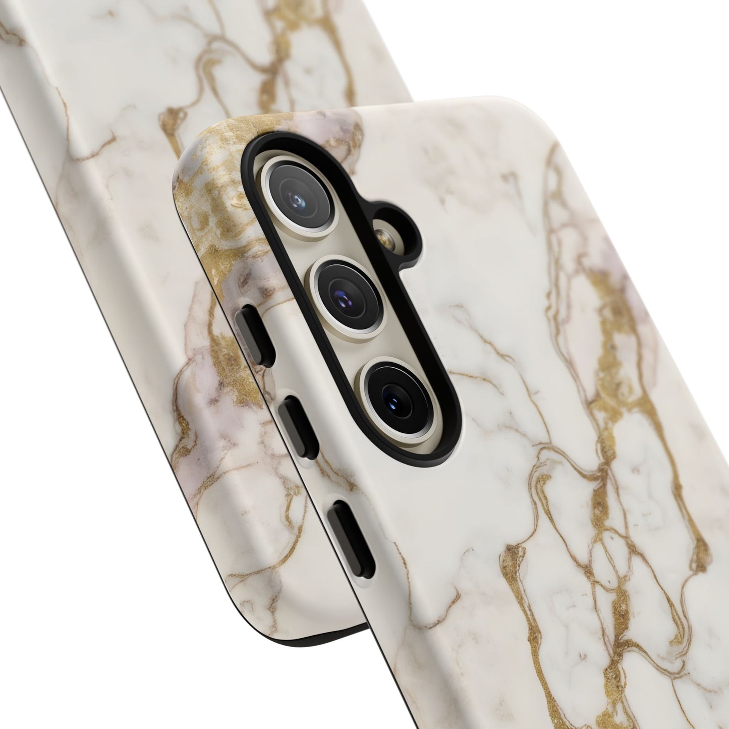 Elegant White and Gold Marble Case Design