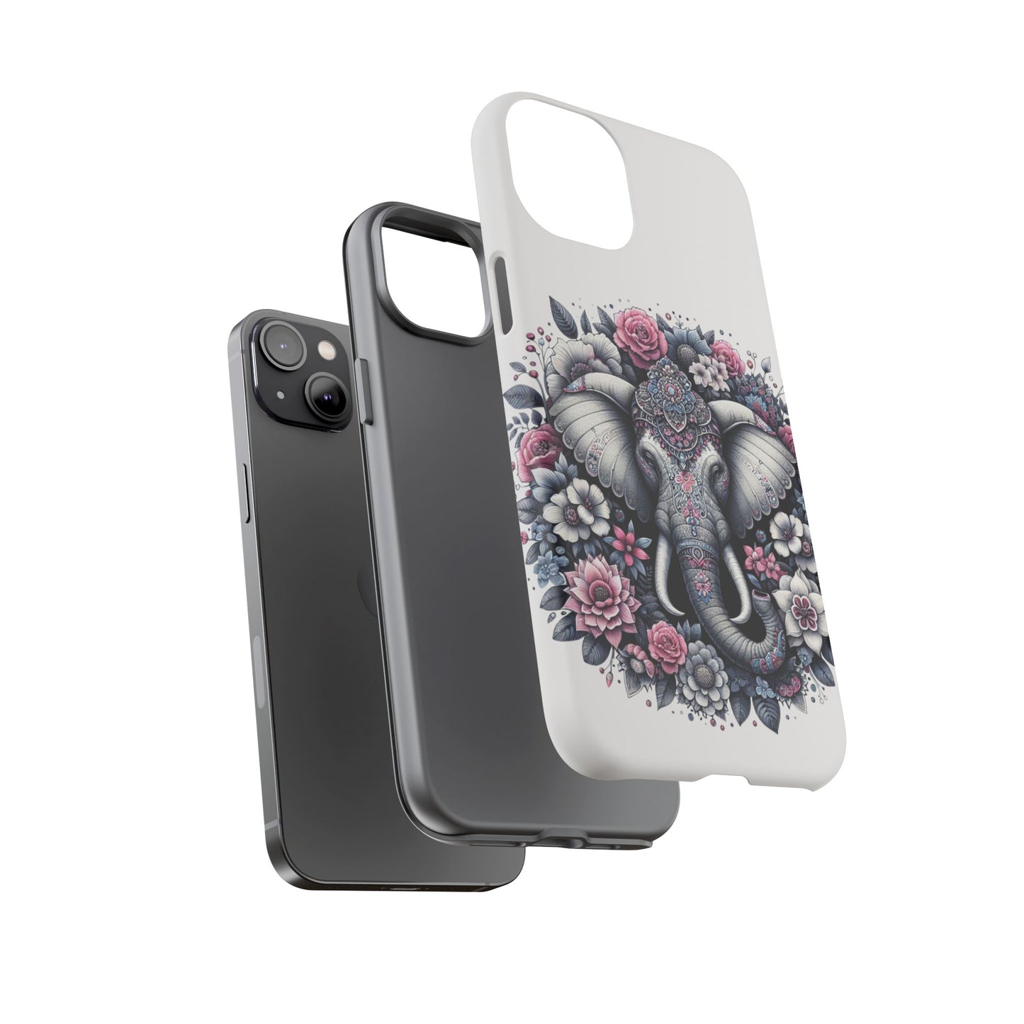 Ornate Floral Elephant Mobile Cover – Elegant Bohemian Art