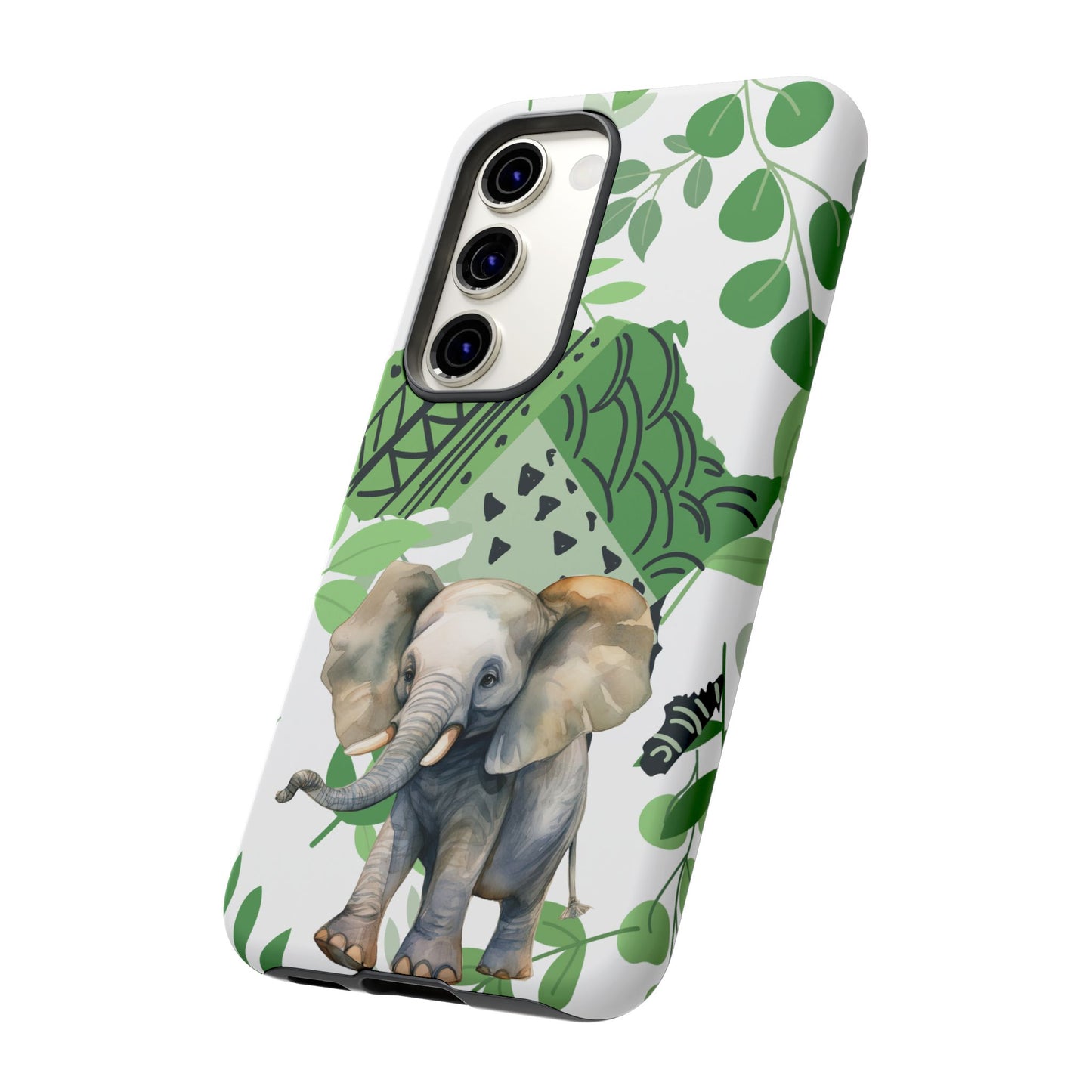 Playful Baby Elephant Mobile Cover – Tropical Boho Art