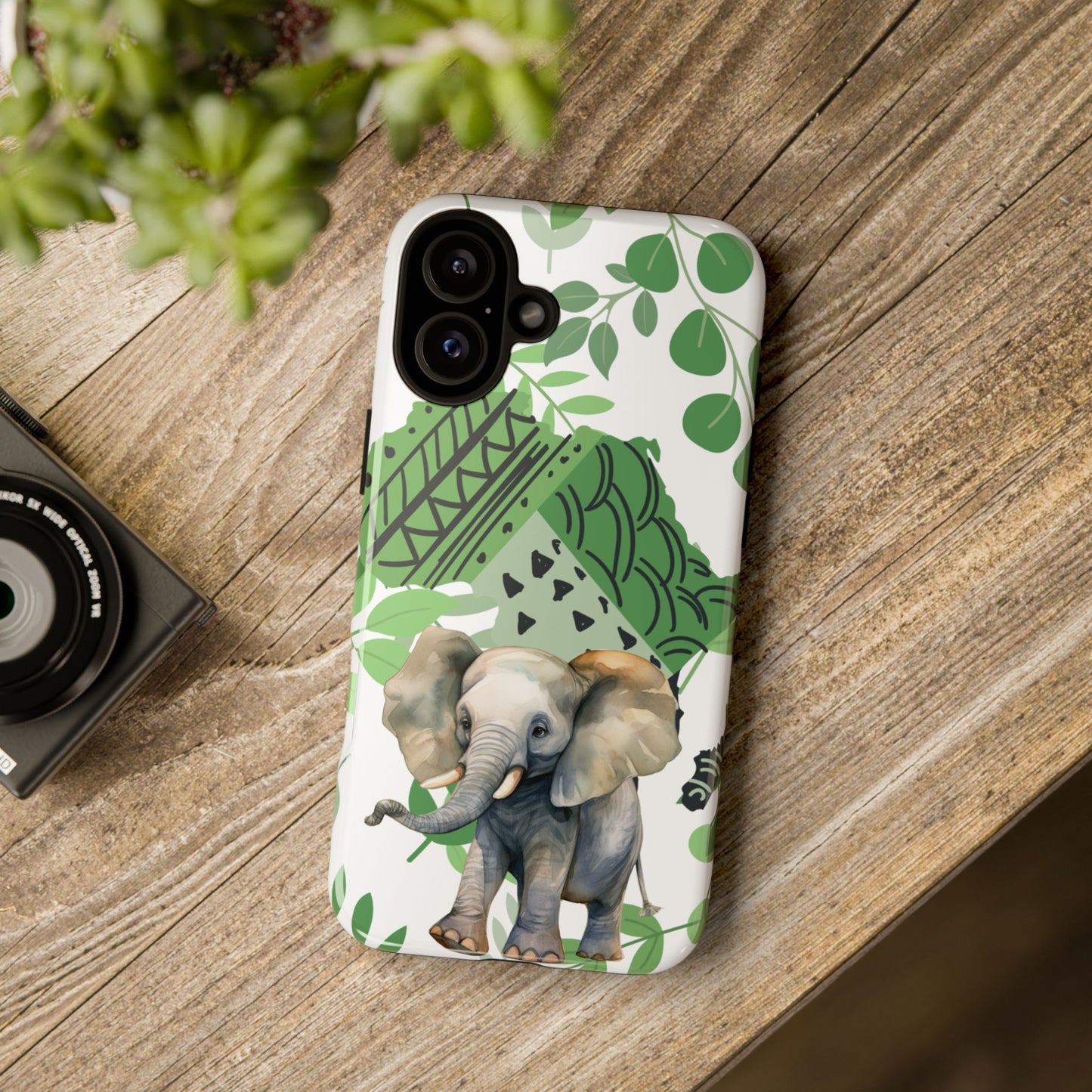 Playful Baby Elephant Mobile Cover – Tropical Boho Art
