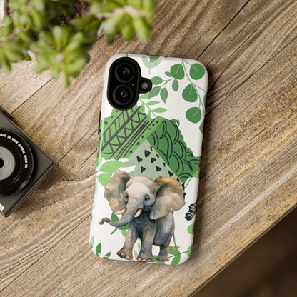 Playful Baby Elephant Mobile Cover – Tropical Boho Art