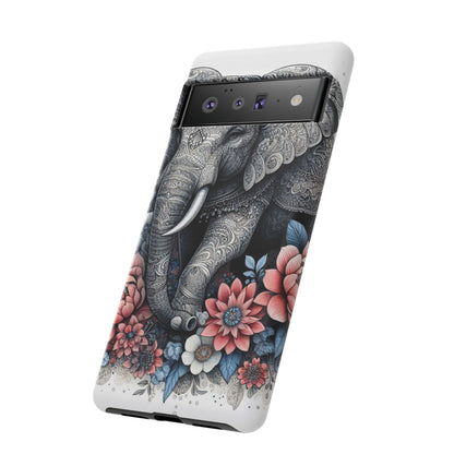 Mandala Elephant Mobile Cover – Elegant Black & White Floral Art