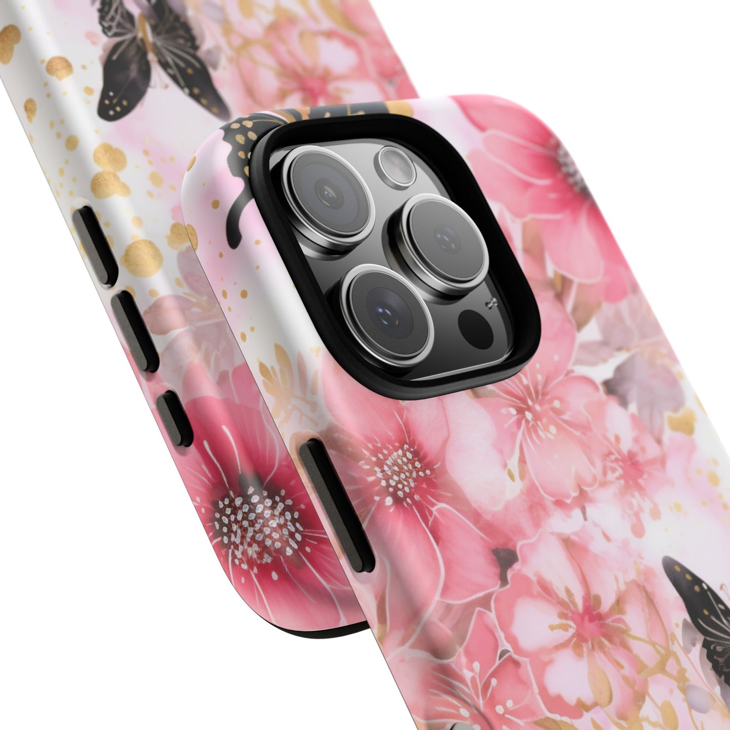 Pink Blossom & Gold Butterfly Mobile Case