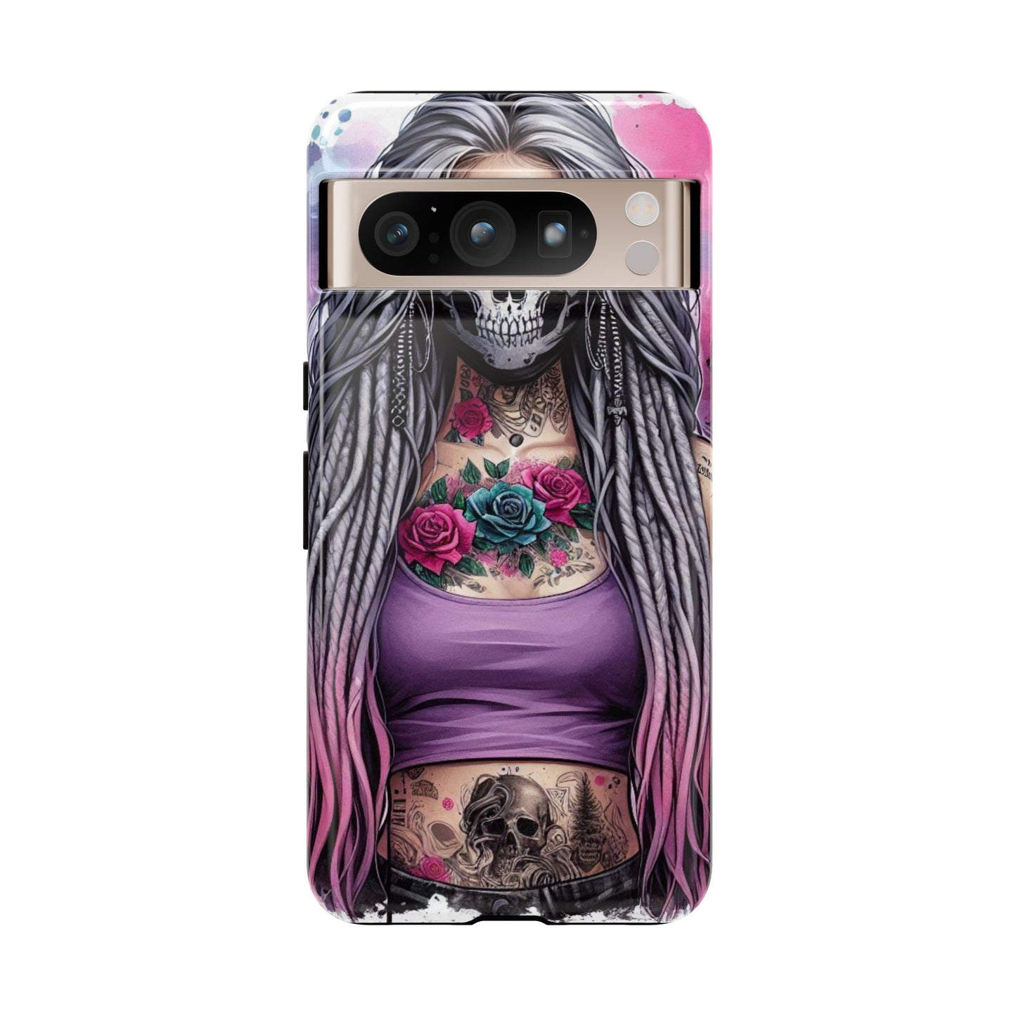 Shadow Rebel – Gothic Dreadlocks & Skull Mask Mobile Cover