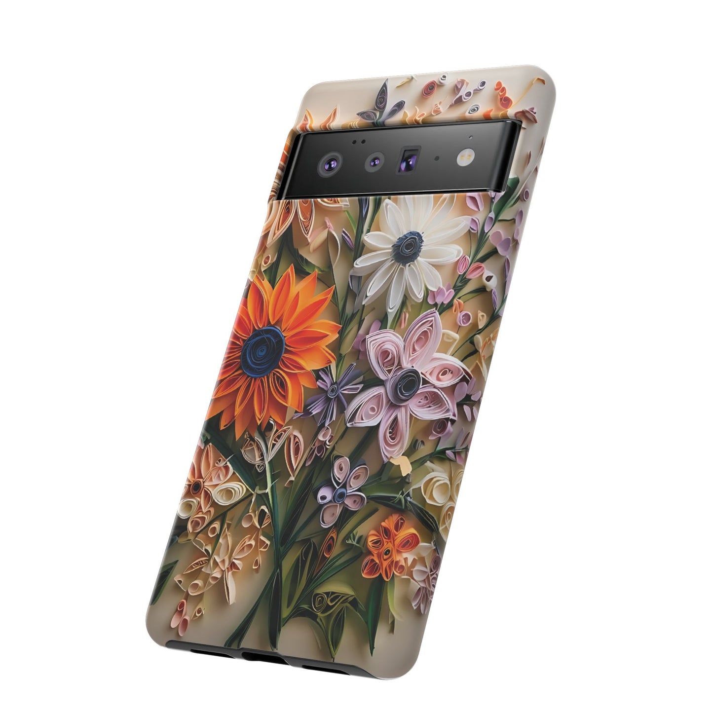 Intricate Quilled Floral Artwork In Vibrant Colors phone case design.