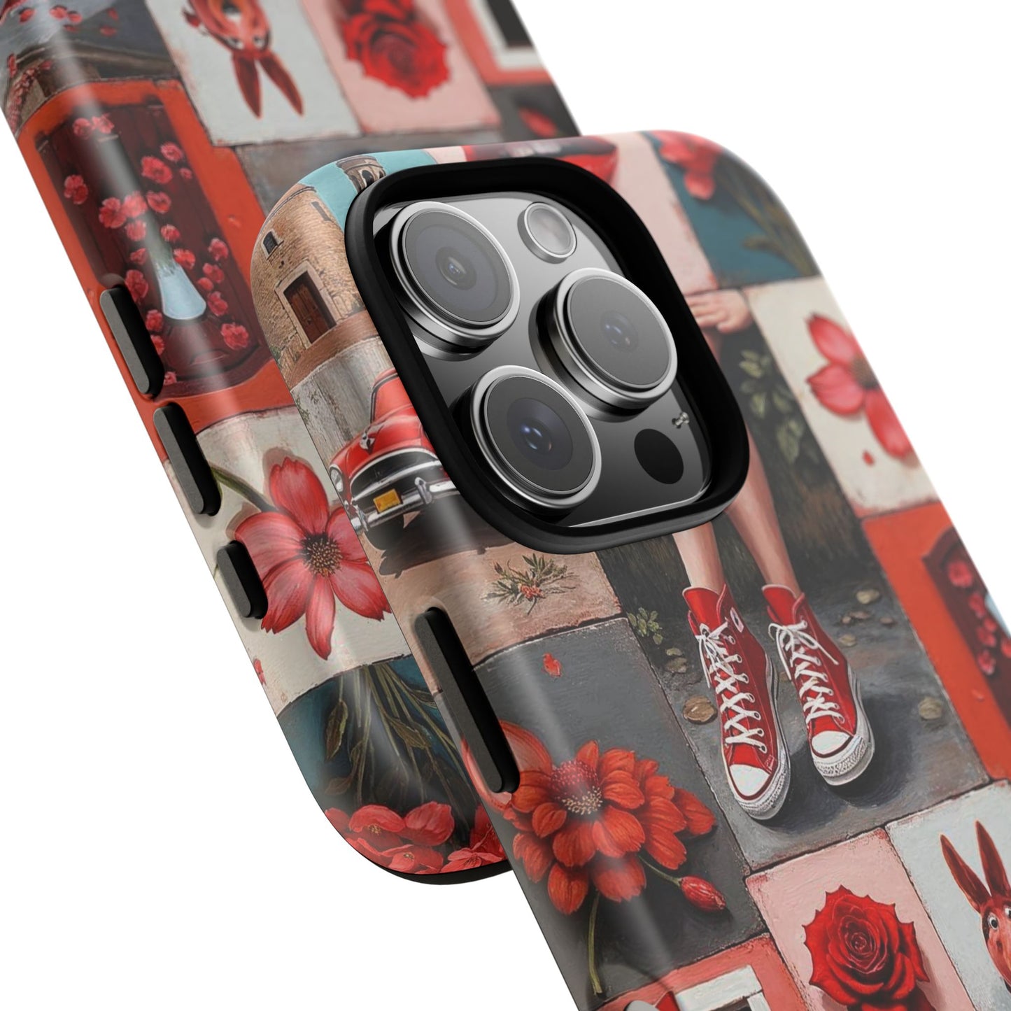 Red Sneakers & Roses Collage Phone Case