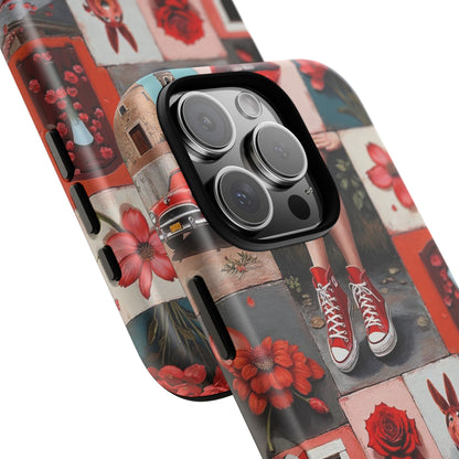 Red Sneakers & Roses Collage Phone Case
