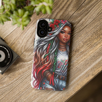 Festive Boho Queen – Holiday Glow & Candy Cane Braids Mobile Cover