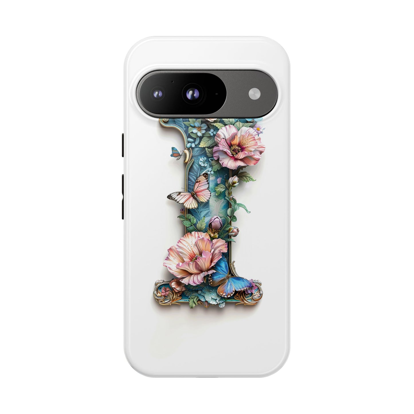 Floral Letter I Phone Case – Personalized Aesthetic Cover for iPhone, Samsung & Google Pixel