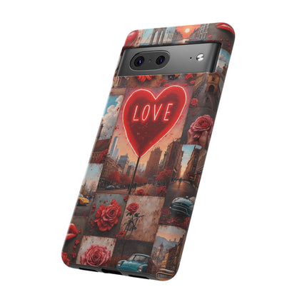 Neon Love Heart & Rose Phone Case