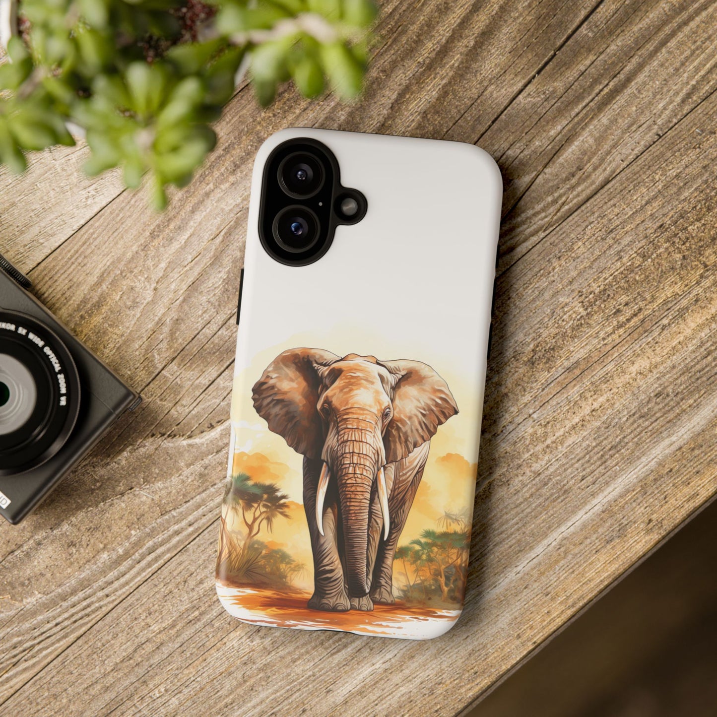 Safari Elephant Watercolor Mobile Cover – Majestic Wildlife Art