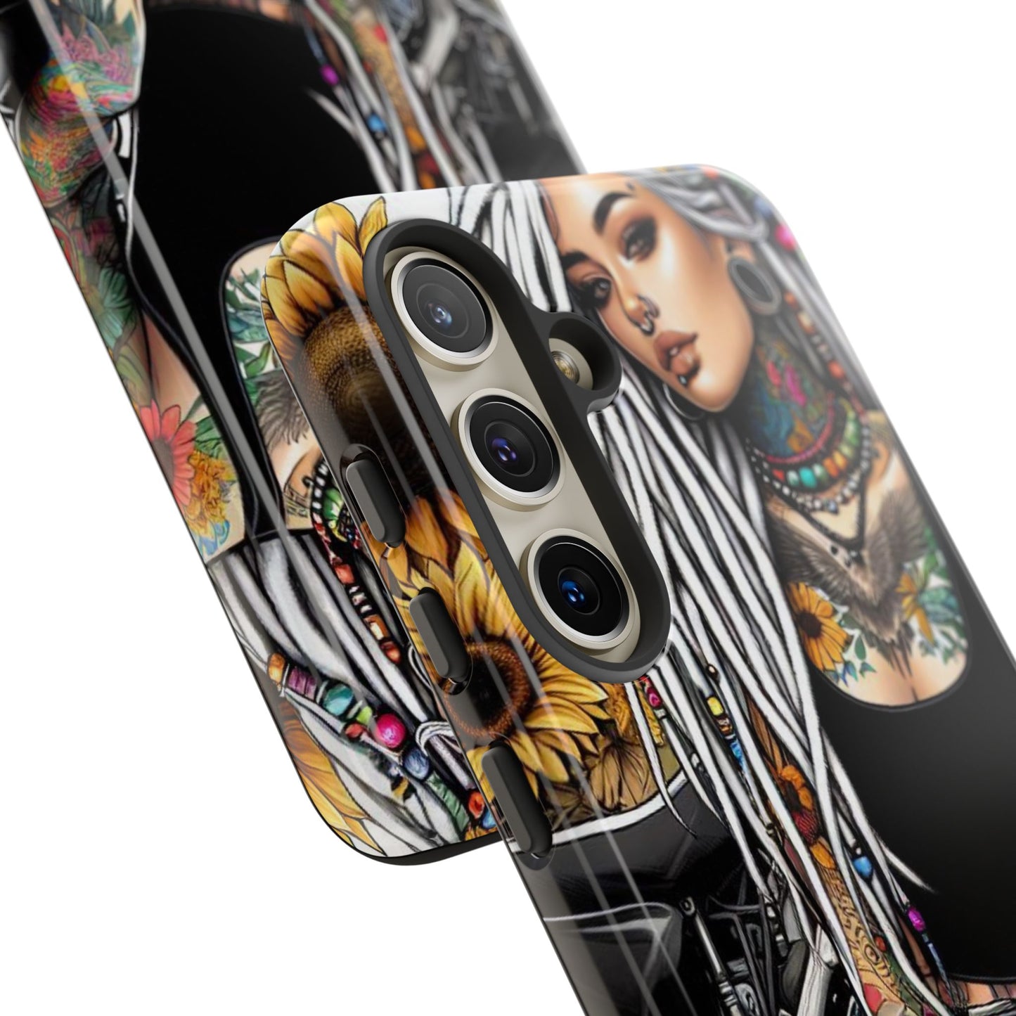 Sunflower Biker Queen – Bohemian Tattooed Rebel Mobile Cover
