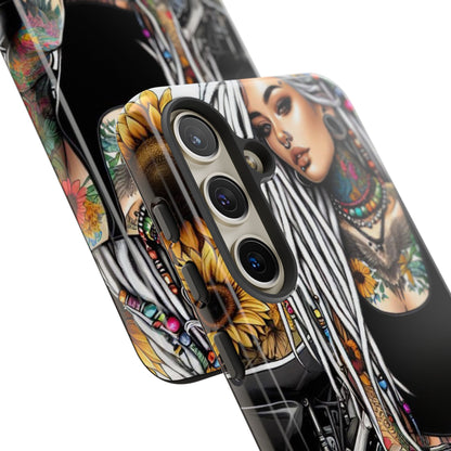 Sunflower Biker Queen – Bohemian Tattooed Rebel Mobile Cover