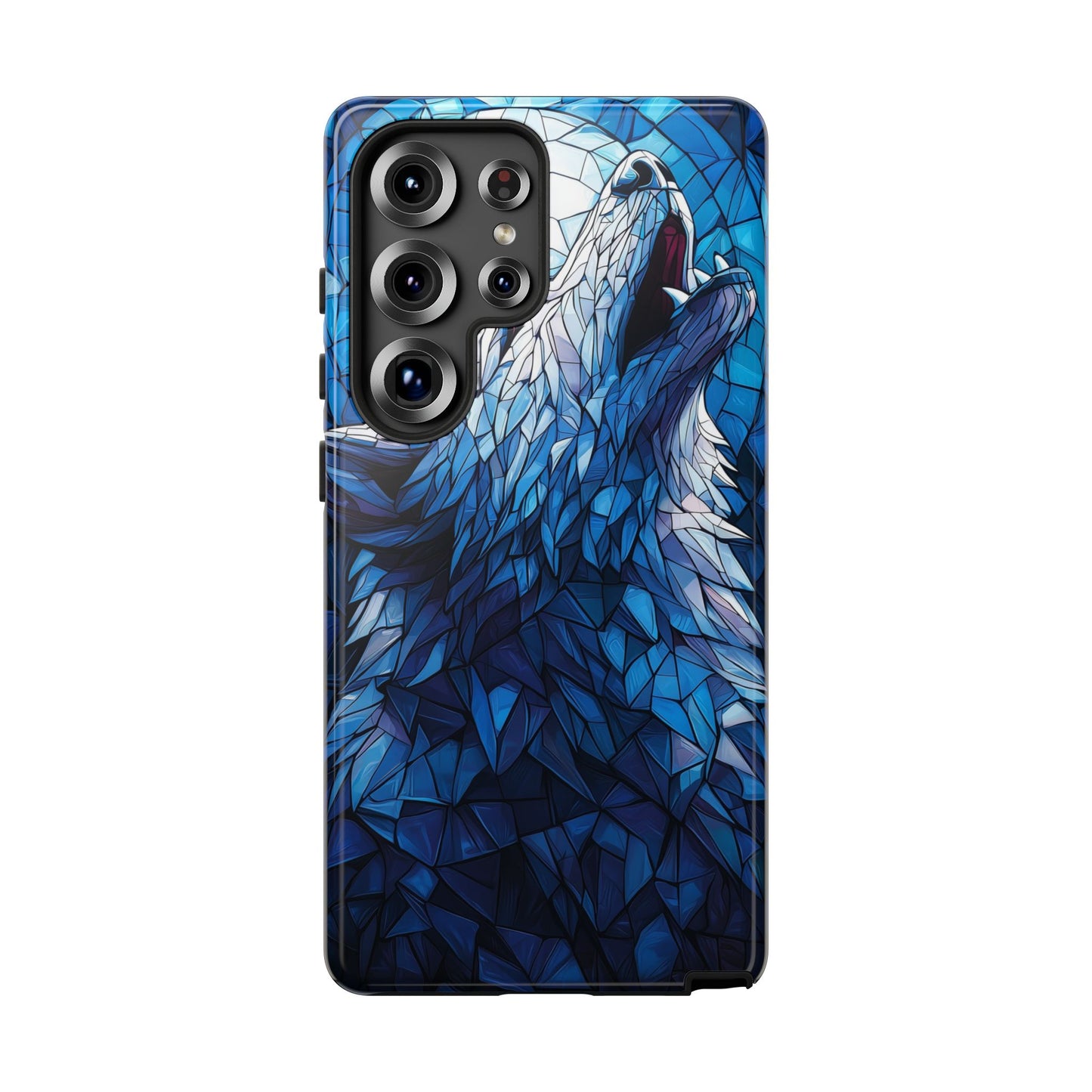 Mystic Moon Wolf – Stained Glass Mosaic Phone Case for iPhone, Samsung & Pixel