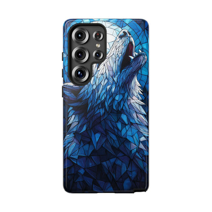 Mystic Moon Wolf – Stained Glass Mosaic Phone Case for iPhone, Samsung & Pixel