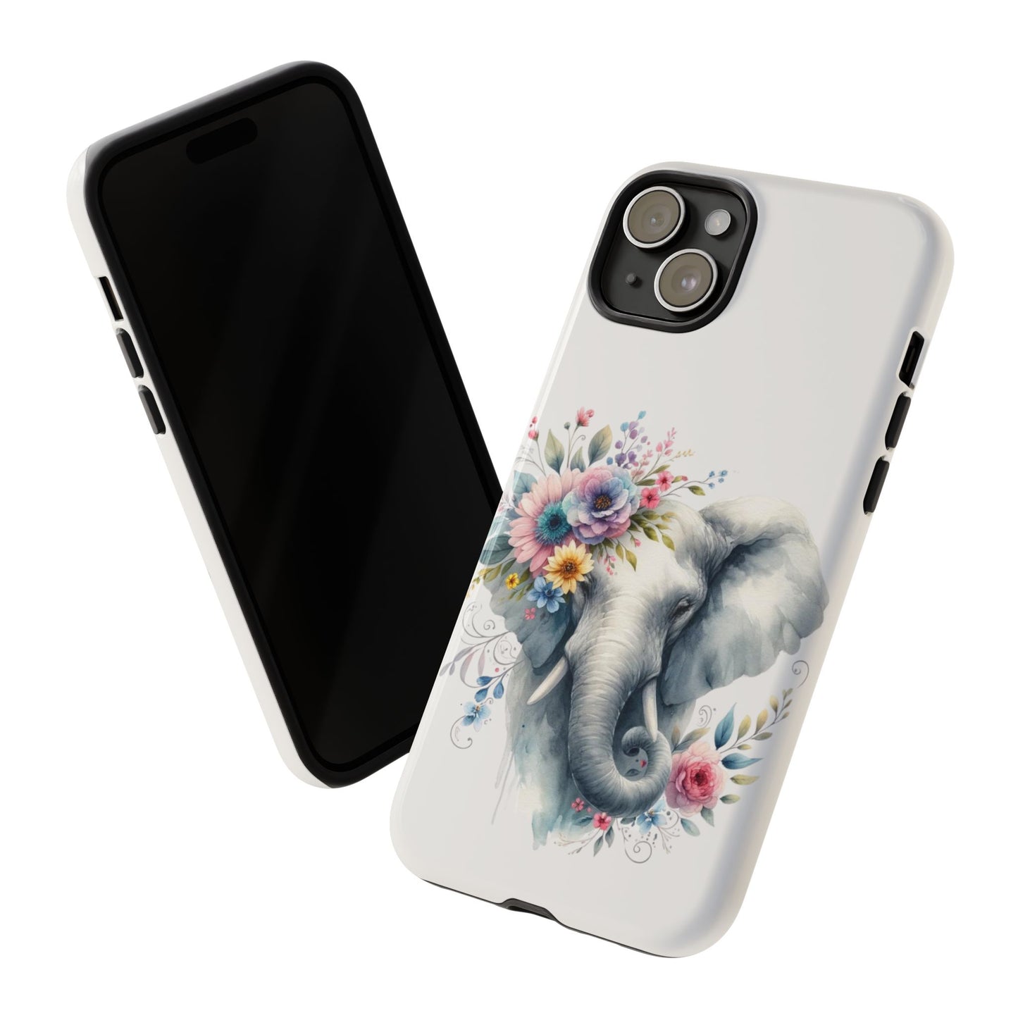 Floral Elephant Mobile Cover – Elegant Watercolor Art