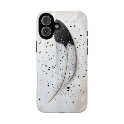 Elegant Owl Feather Phone Case – Black & White for iPhone, Samsung & Google Pixel