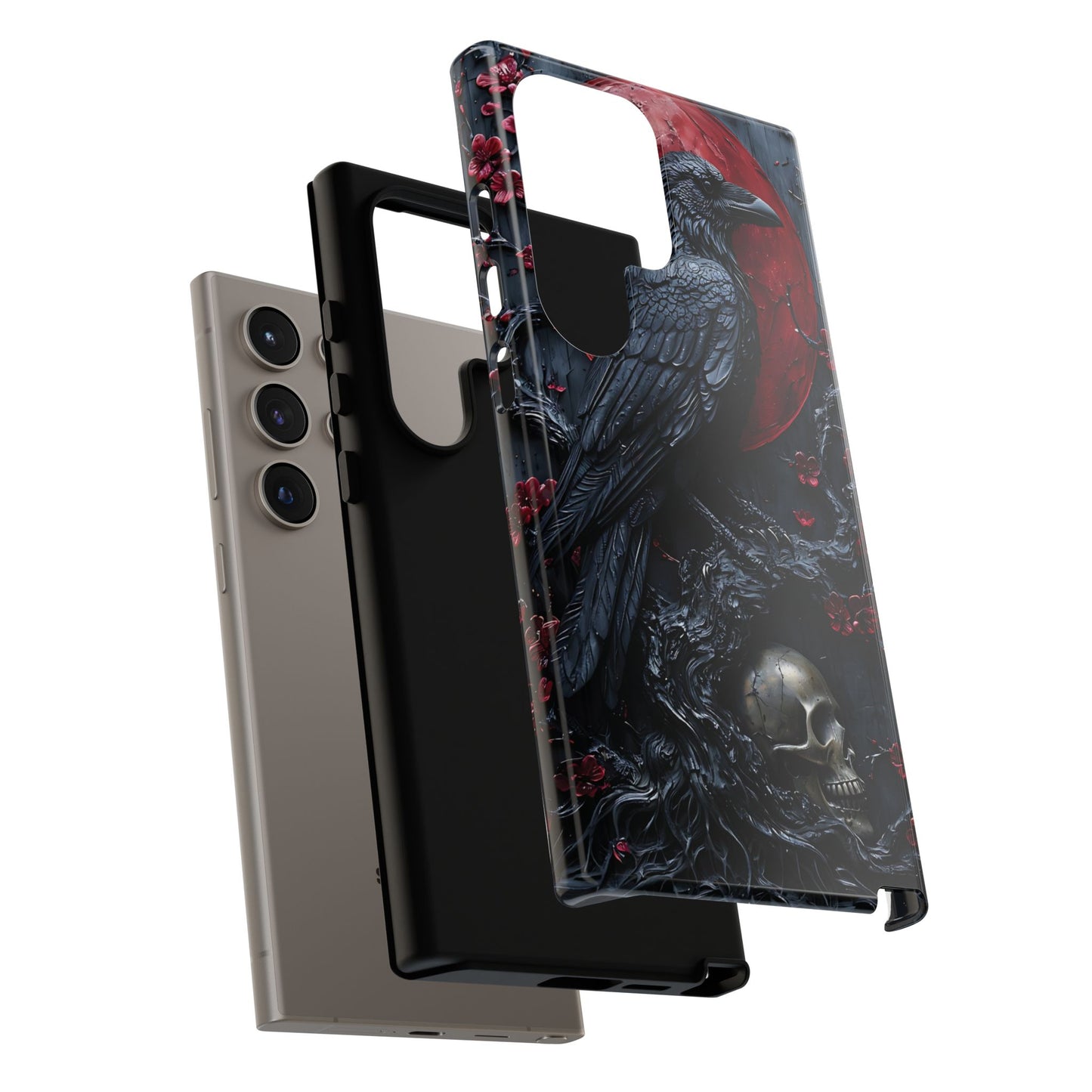 Gothic Sculpture Of Raven On Charcoal Tree Branch phone case design