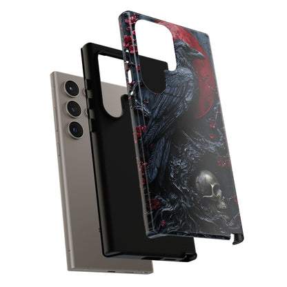 Gothic Sculpture Of Raven On Charcoal Tree Branch phone case design