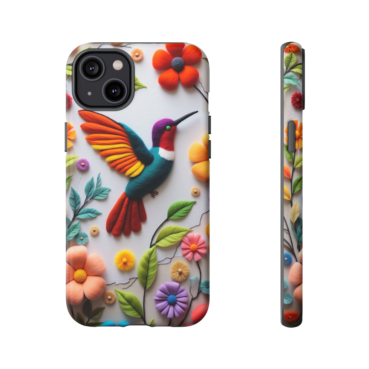Embroidered Hummingbird with Floral Design | Nature's Elegant Stitch | iPhone 16 Pro