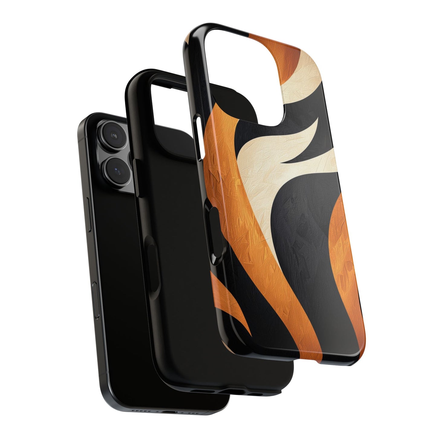 Bold Tiger Stripes Phone Case – Black, Orange & Cream for iPhone, Samsung & Google Pixel