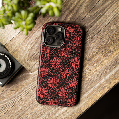 Red roses abstract geometric seamless pattern design