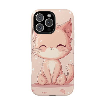 Kawaii Blush Kitty – Chibi Anime Cat Phone Case for iPhone, Samsung & Pixel