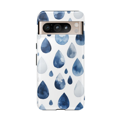 Indigo Rain Drops Watercolor Phone Case for iPhone, google Pixel & Samsung