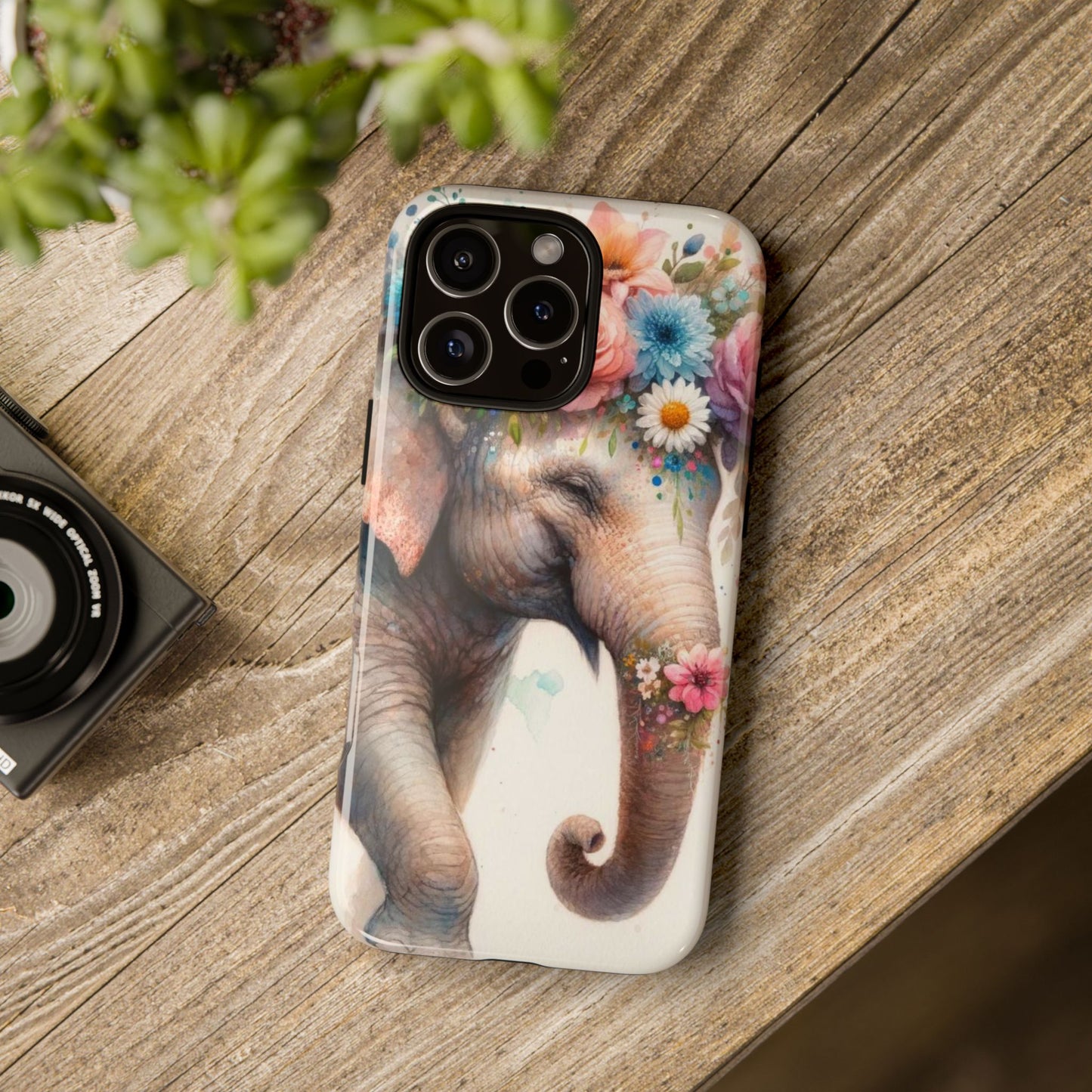 Joyful Floral Elephant Mobile Cover – Whimsical Watercolor Art