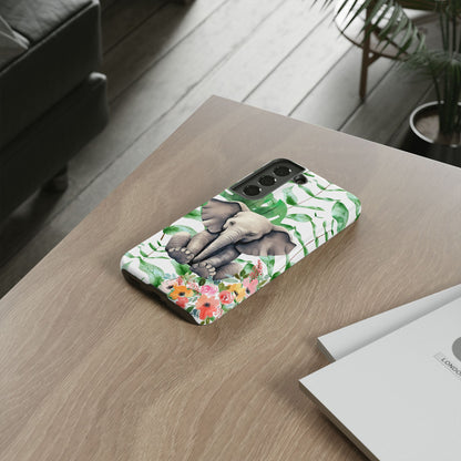 Cute Baby Elephant Mobile Cover – Floral & Tropical Aesthetic