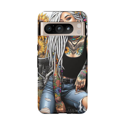 Sunflower Biker Queen – Bohemian Tattooed Rebel Mobile Cover