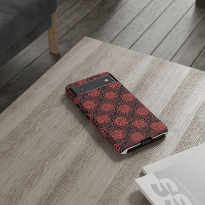 Red roses abstract geometric seamless pattern design