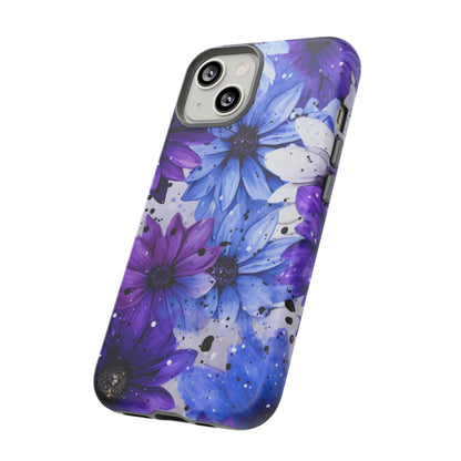 Blue & Purple Floral Splash Mobile Cover – Elegant Artistic Flowers