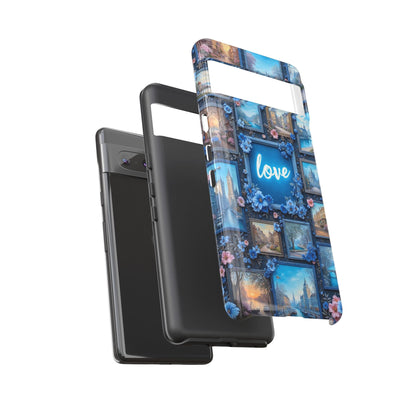 Blue Floral Love Frame Phone Case