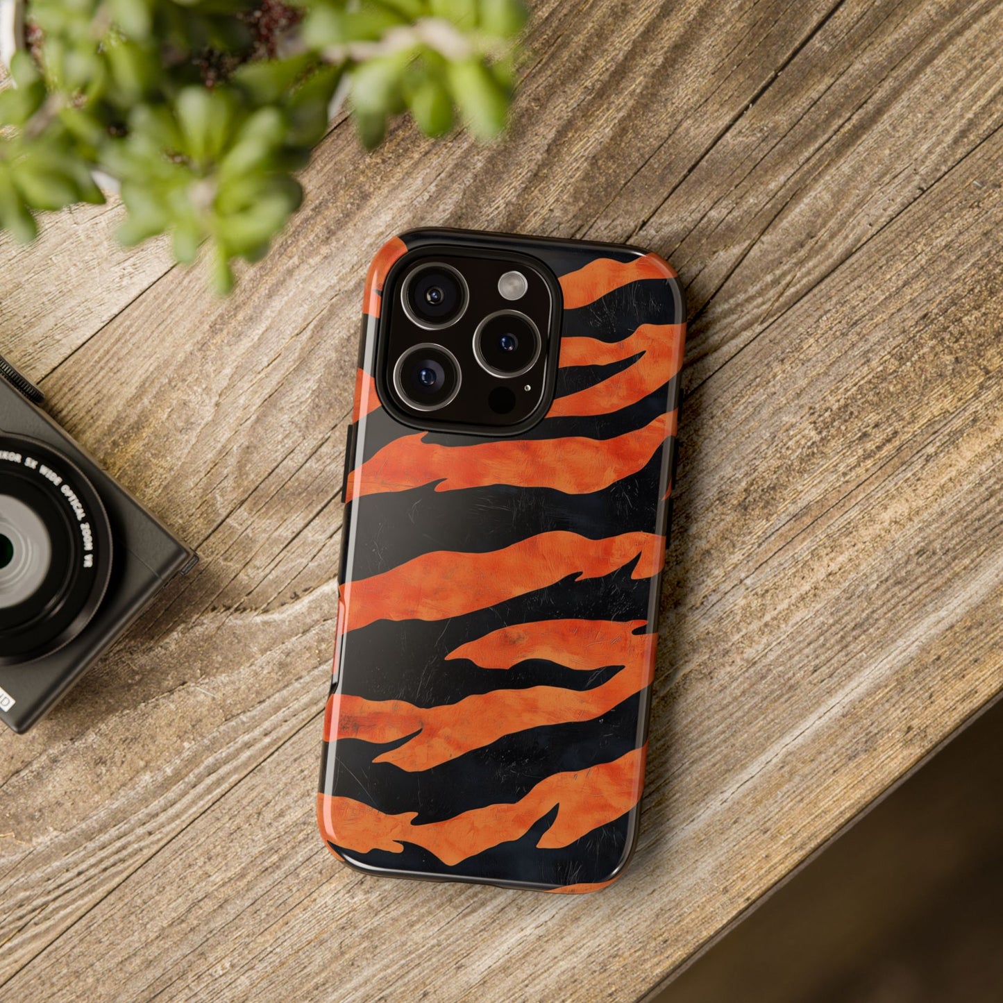 Burnt Orange & Black Tiger Stripes Phone Case for iPhone, Samsung & Google Pixel