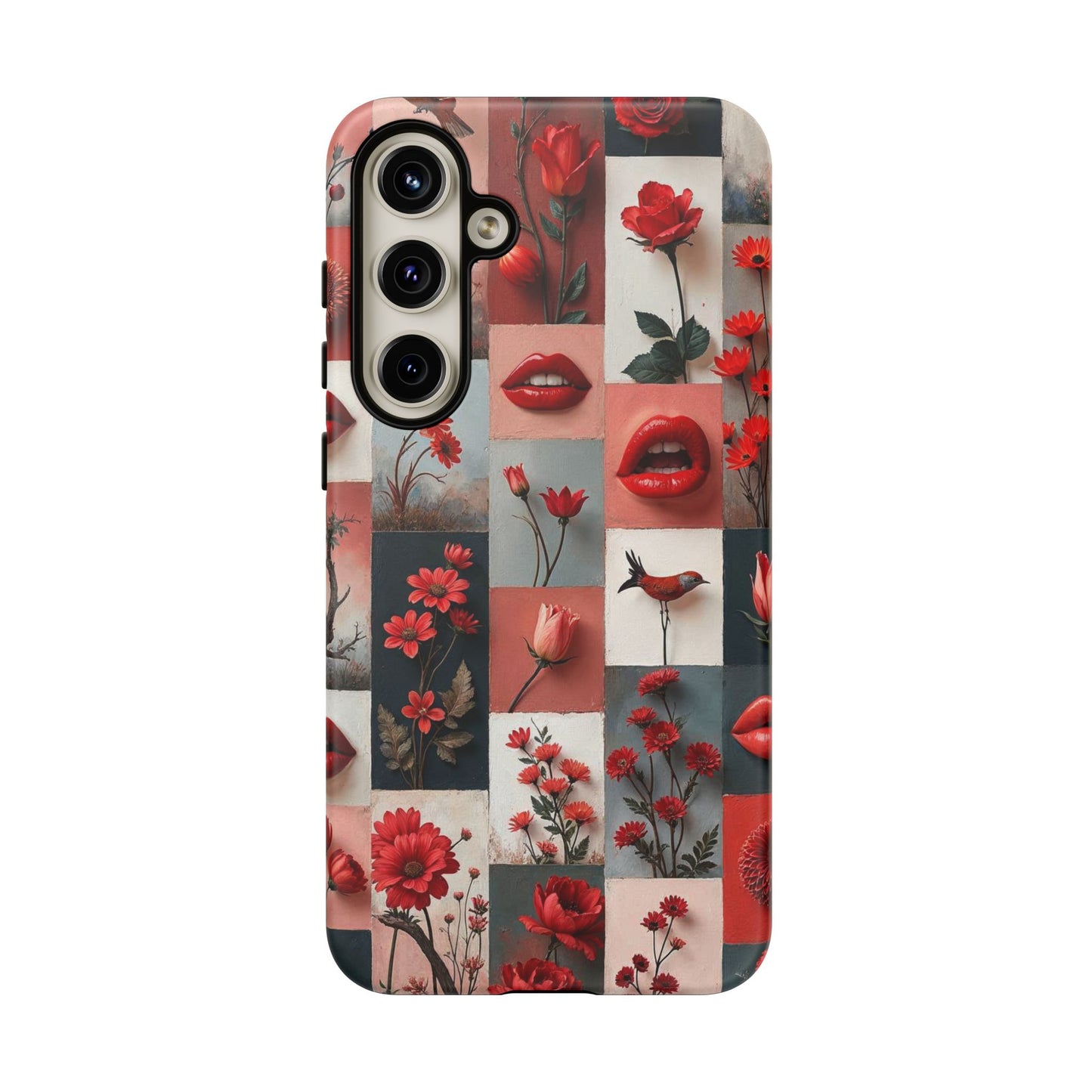 Red Flowers & Lips Collage Phone Case