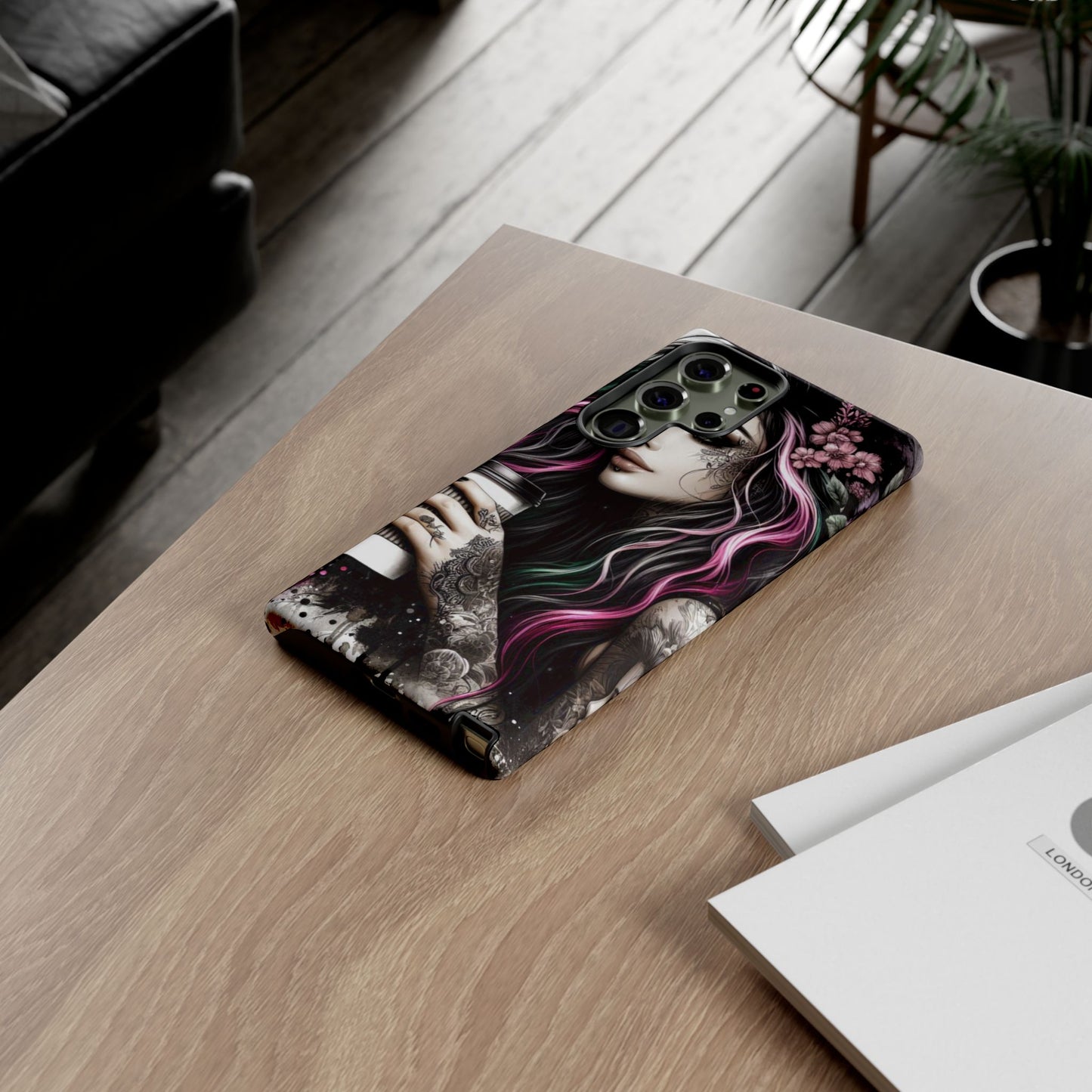 Tattooed Serenity – Gothic Coffee Lover Mobile Cover