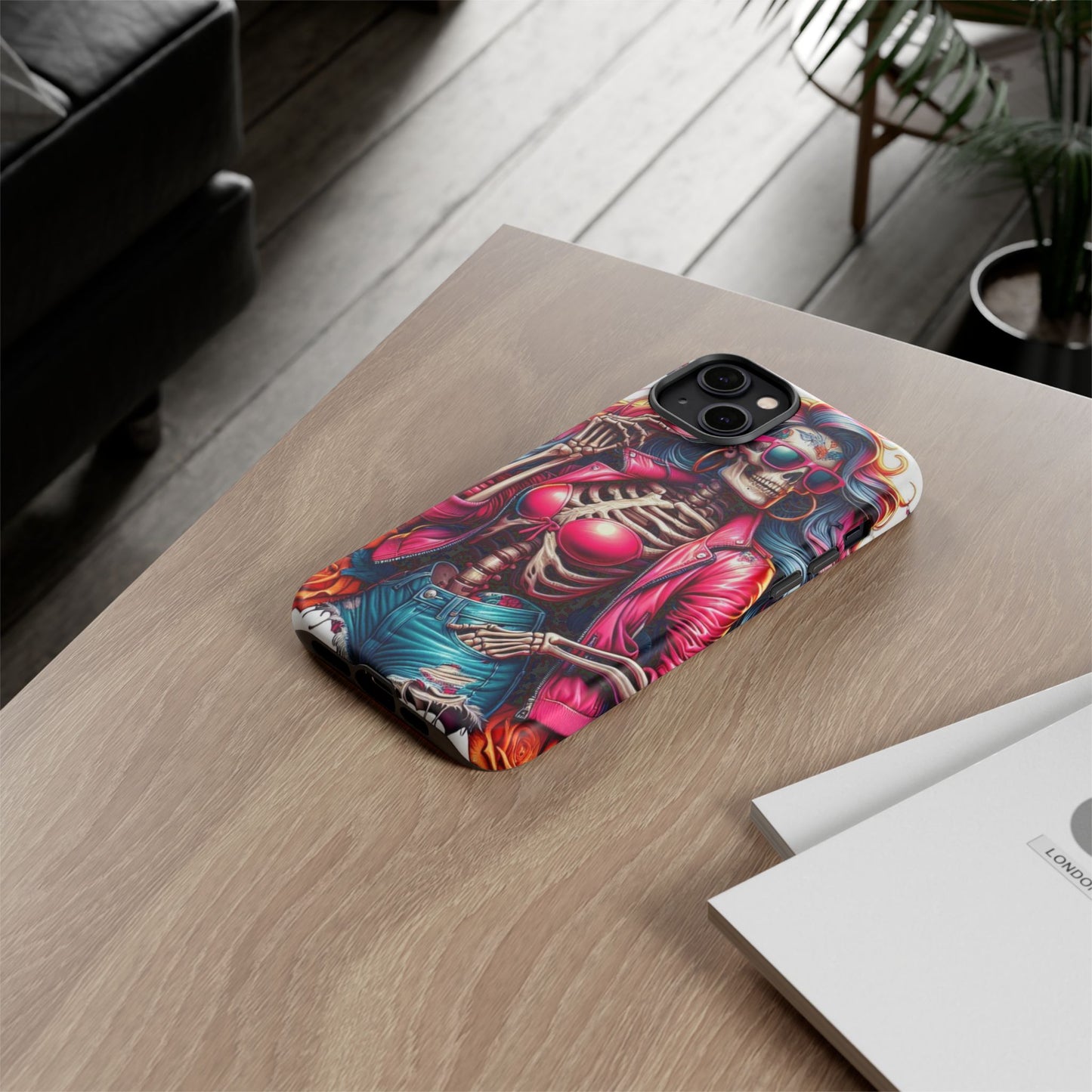 Neon Bones – Retro Skeleton & Vibrant Punk Aesthetic Mobile Cover