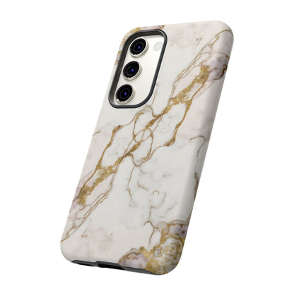 Elegant White and Gold Marble Case Design