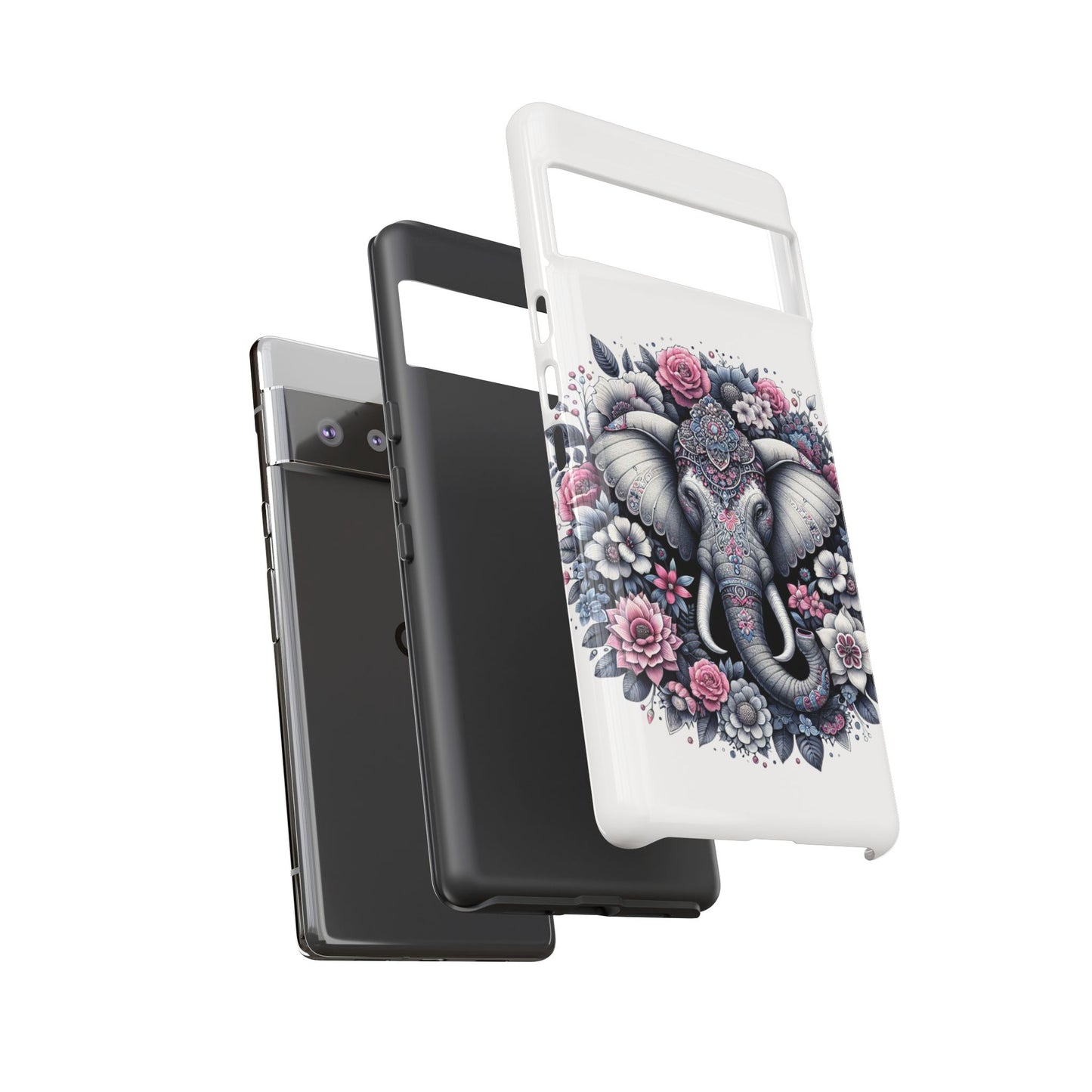 Ornate Floral Elephant Mobile Cover – Elegant Bohemian Art