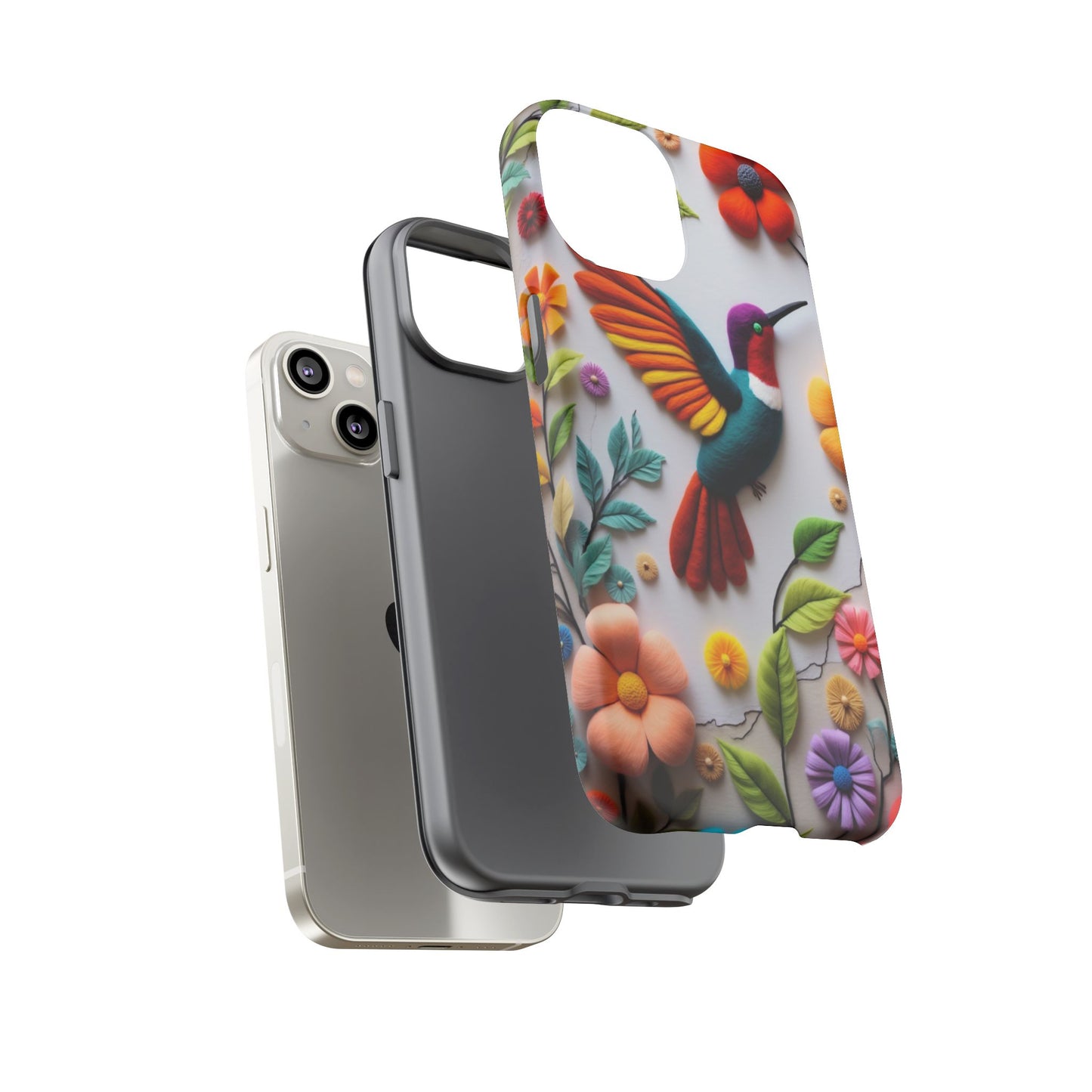 Embroidered Hummingbird with Floral Design | Nature's Elegant Stitch | iPhone 16 Pro